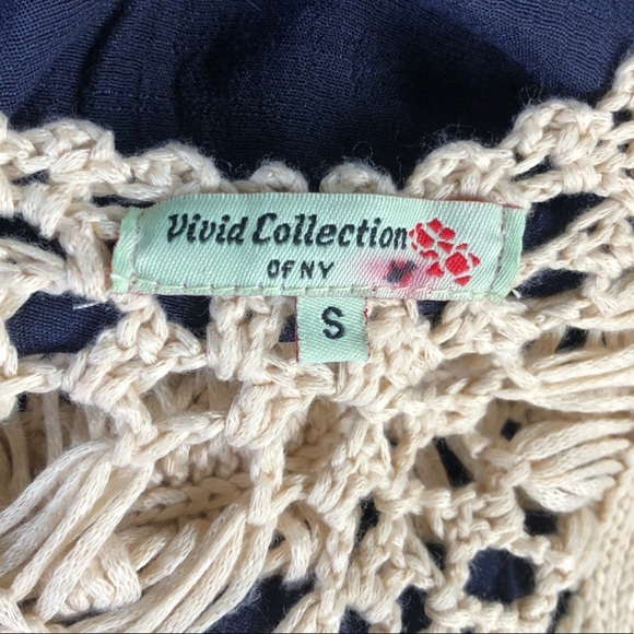 Vivid Collection of NY Navy & Cream Crochet Boho Top - Picture 3 of 5